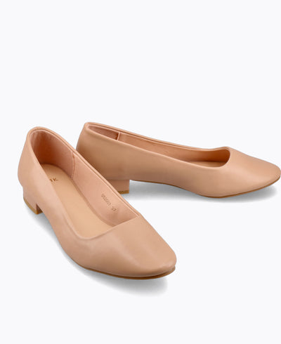 Cynthia Block Heel Pumps - Nude