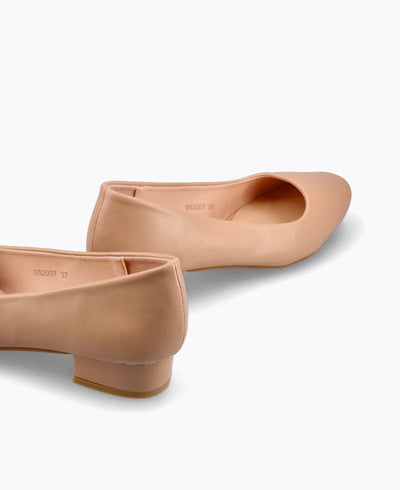 Cynthia Block Heel Pumps - Nude