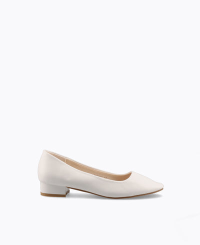 Cynthia Block Heel Pumps - White