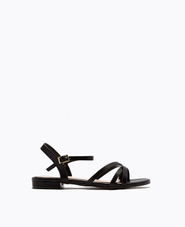 Louise Strappy Flat Sandals - Black