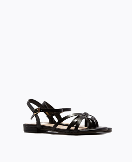 Louise Strappy Flat Sandals - Black