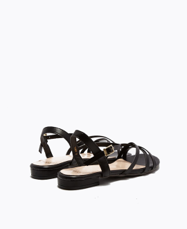 Louise Strappy Flat Sandals - Black