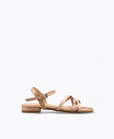 Louise Strappy Flat Sandals - Nude