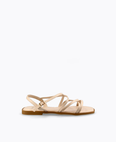 Tania Strappy Flat Sandals - Beige