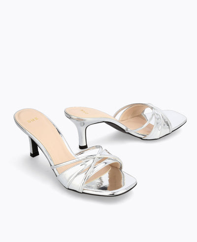 Stella Heel Sandals - Silver