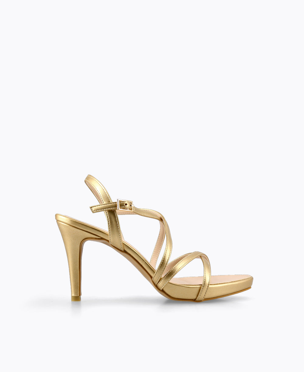 Gold strappy sandals deals mid heel