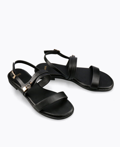 Elena Flat Sandals - Black