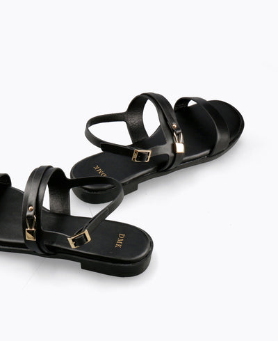 Elena Flat Sandals - Black