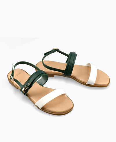 Elena Flat Sandals - Green