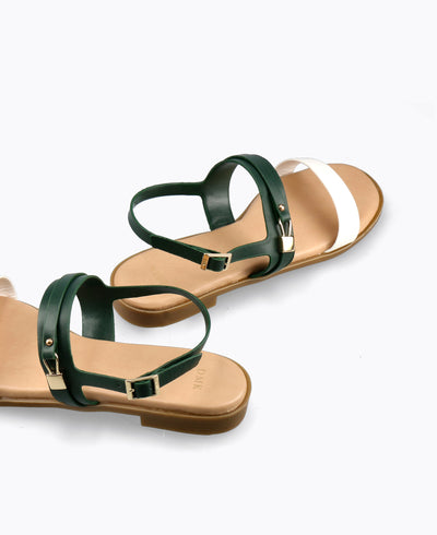 Elena Flat Sandals - Green