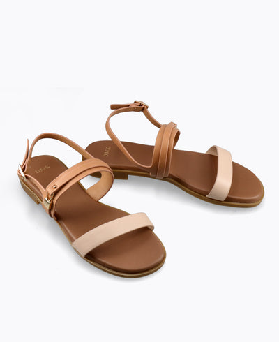 Elena Flat Sandals - Nude