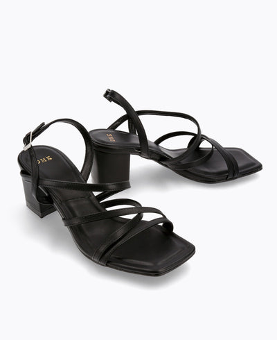 Athena Strappy Heel Sandals - Black