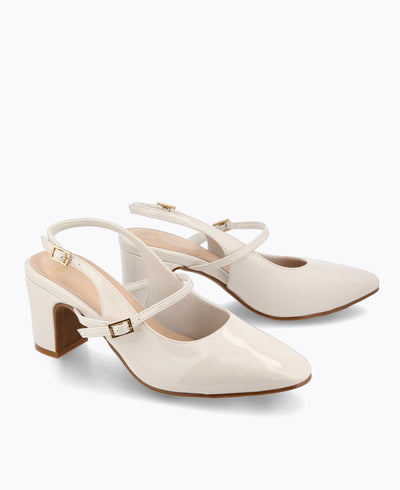 Lena Slingback Mary Janes - Beige