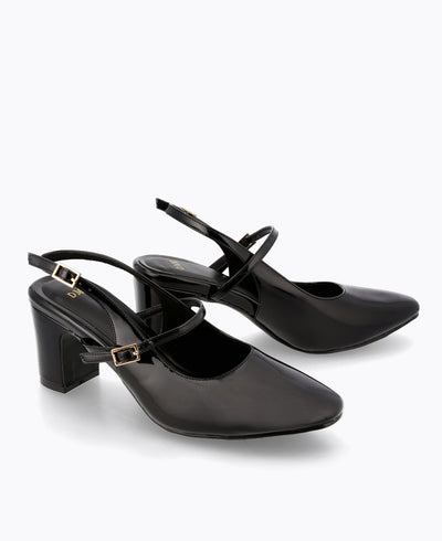 Lena Slingback Mary Janes - Black