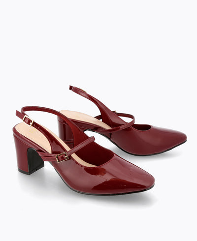 Lena Slingback Mary Janes - Maroon