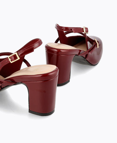 Lena Slingback Mary Janes - Maroon