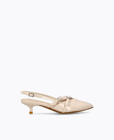 Adelia Slingback Heel Pumps - Beige