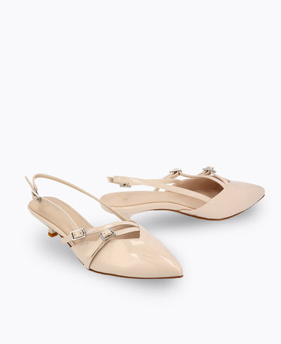 Adelia Slingback Heel Pumps - Beige