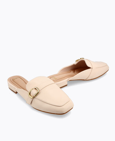 Sonya Mule Loafers - Beige