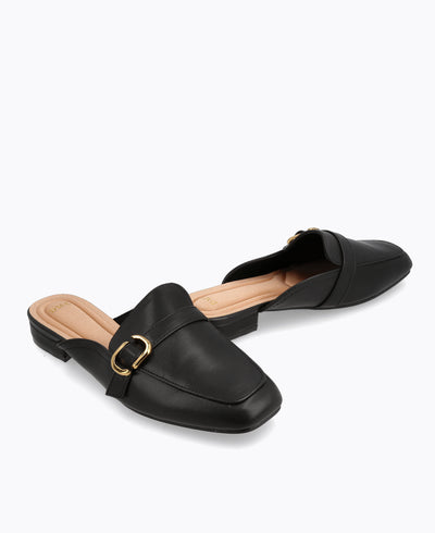 Sonya Mule Loafers - Black