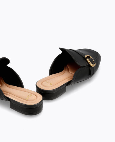 Sonya Mule Loafers - Black