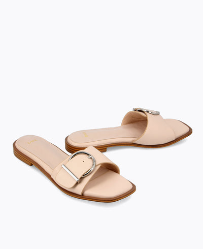 Lydia Flat Sandals - Beige