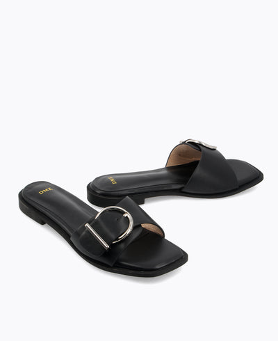 Lydia Flat Sandals - Black