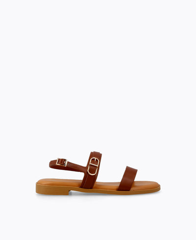 Hannah Flat Sandals - Brown