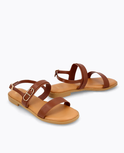 Hannah Flat Sandals - Brown