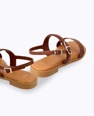 Hannah Flat Sandals - Brown