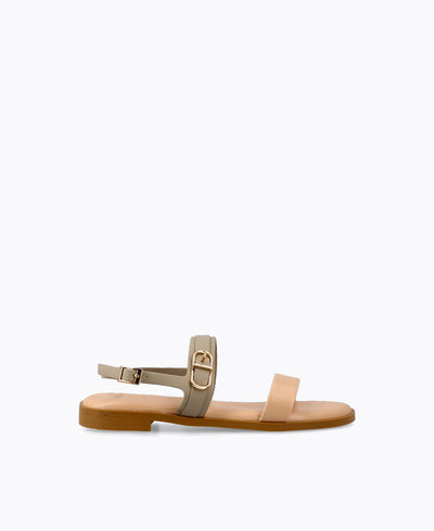 Hannah Flat Sandals - Nude