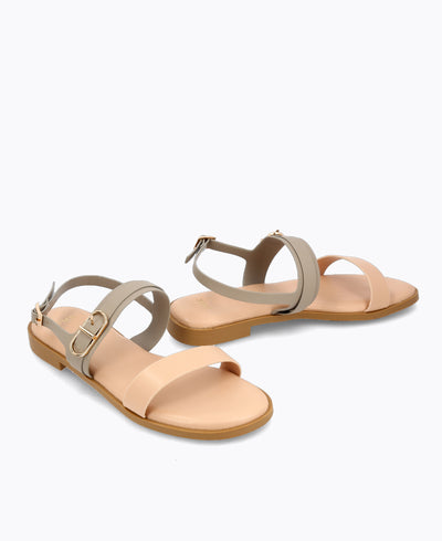 Hannah Flat Sandals - Nude