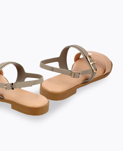 Hannah Flat Sandals - Nude