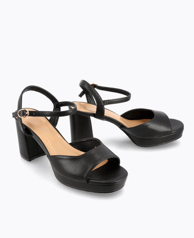 Suki Platform Heel Sandals - Black