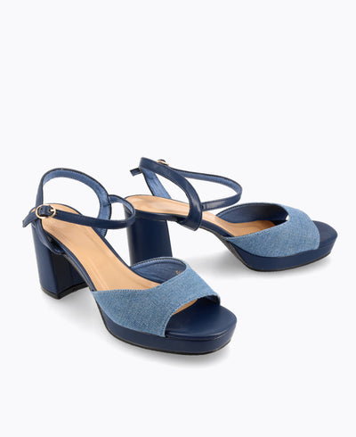 Suki Platform Heel Sandals - Blue