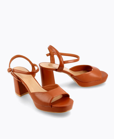 Suki Platform Heel Sandals - Camel