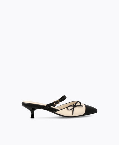 Esther Bow Heel Pumps - Black &amp; White