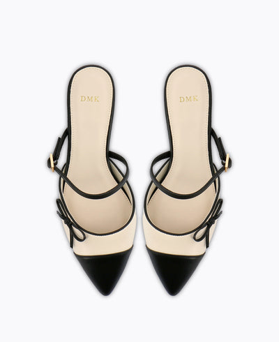 Esther Bow Heel Pumps - Black &amp; White