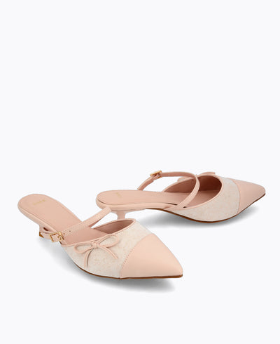 Esther Bow Heel Pumps - Pink