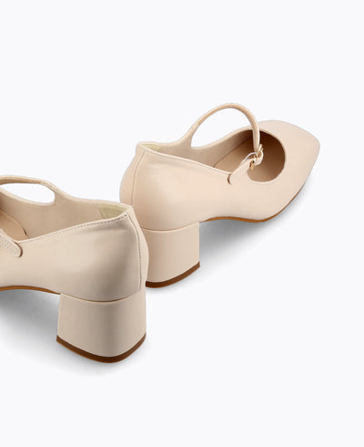 Dainty Delight Mary Janes - Matte Beige