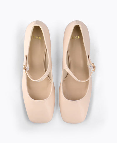 Dainty Delight Mary Janes - Matte Beige