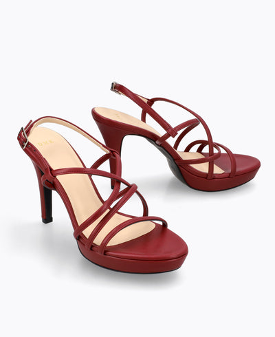 Beatrice Strappy Heel Sandals - Maroon