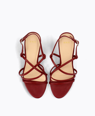 Beatrice Strappy Heel Sandals - Maroon