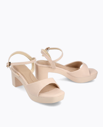 Maya Platform Heel Sandals - Beige