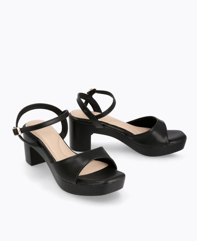 Maya Platform Heel Sandals - Black