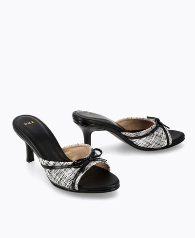 Daisy Heel Sandals - Black &amp; White