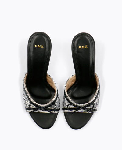 Daisy Heel Sandals - Black &amp; White