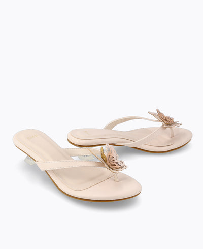 Paloma Thong Heel Sandals - Beige