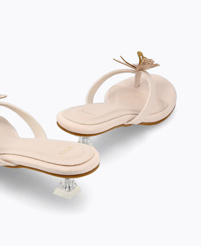 Paloma Thong Heel Sandals - Beige