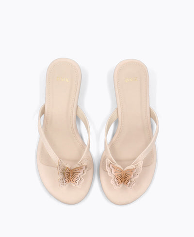 Paloma Thong Heel Sandals - Beige